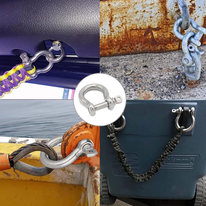Cheerock 8pcs Screw Pin Anchor Shackle, Stainless Steel M5 Bow Shackle, 3/16 Inch D Ring Clevis Shackle, Anchor Shackle with Screw Pin for Chains Wirerope Paracord Outdoor Camping - Image 5